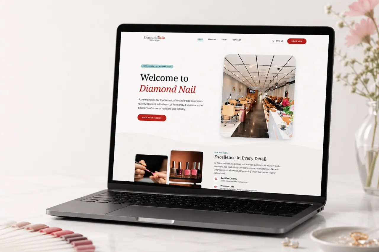 Diamond Nail — Web Design case study by Merlin Wise