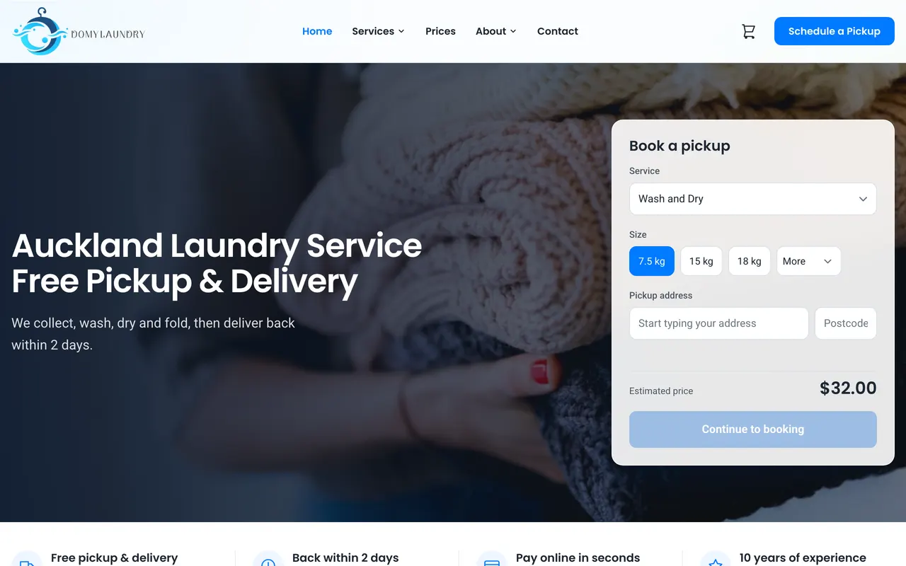DoMyLaundry website on desktop and mobile
