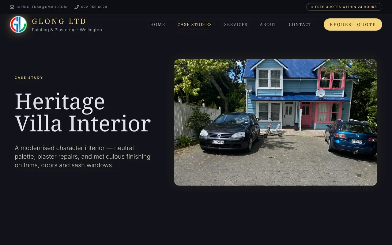 GLong Ltd case study page for a heritage villa interior